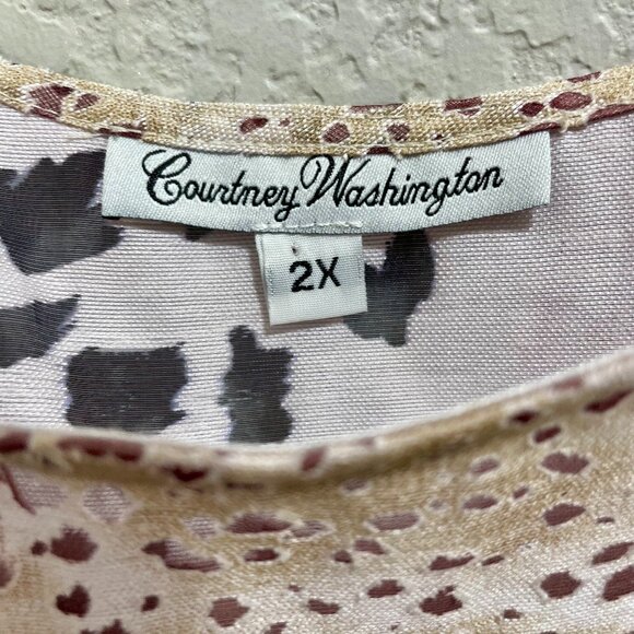 NEW Courtney Washington Women’s Linen Blend Leopard Print Tank Top 2X - Picture 3 of 8